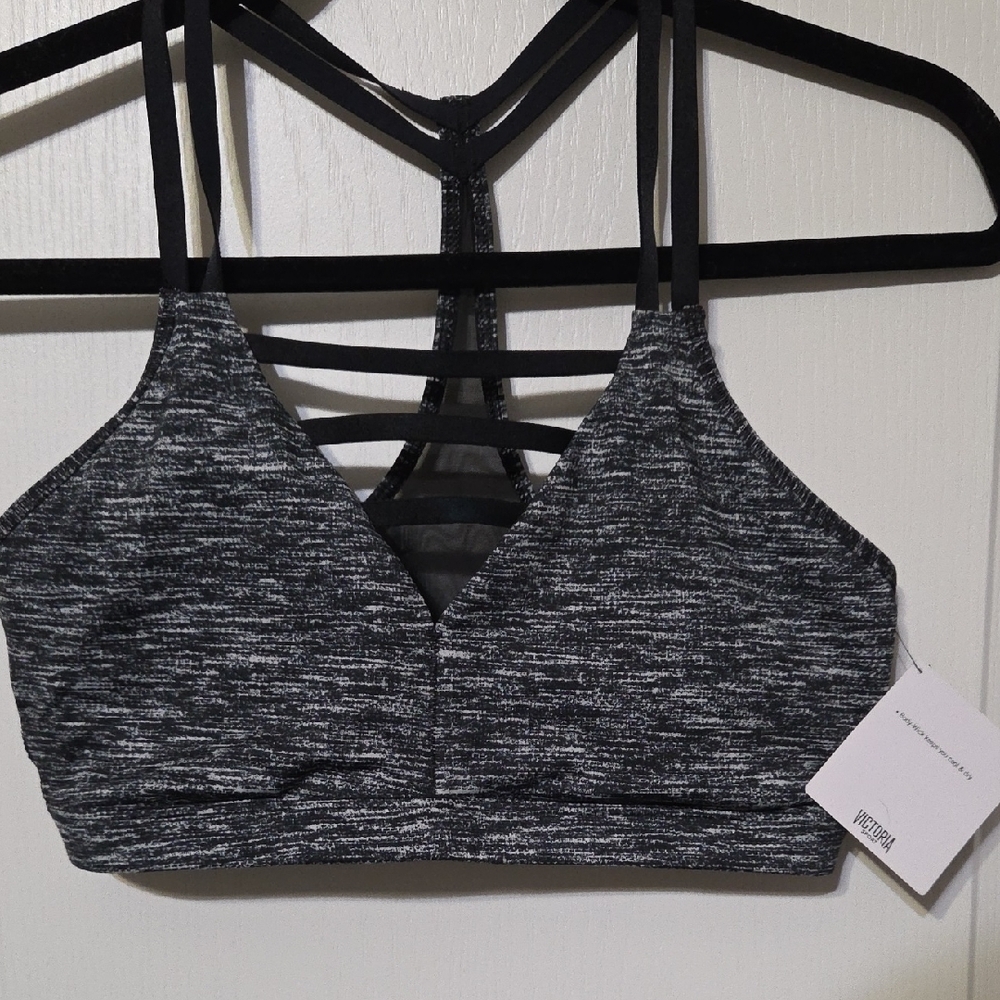 Victoria's Secret Black and Gray Strappy Sports Bra